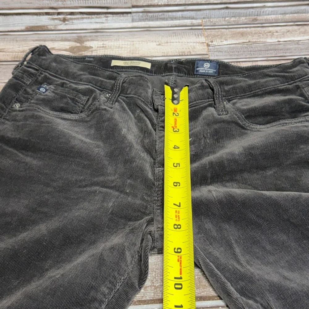AG Adriano Goldschmied The Stevie Slim Straight Pants Womens 28R Gray Corduroy